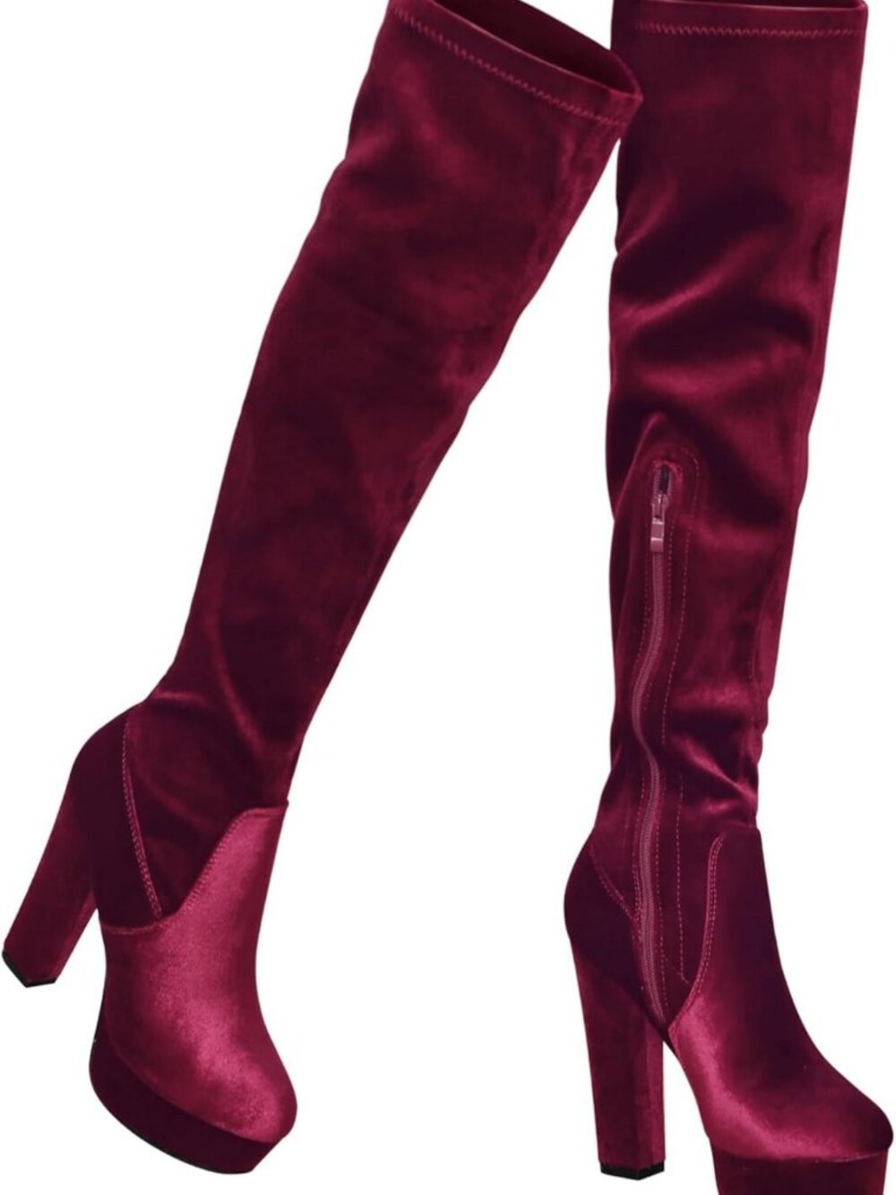 Velvet Platform Thigh High Over the Knee Boots for Women - Stylish & Chic